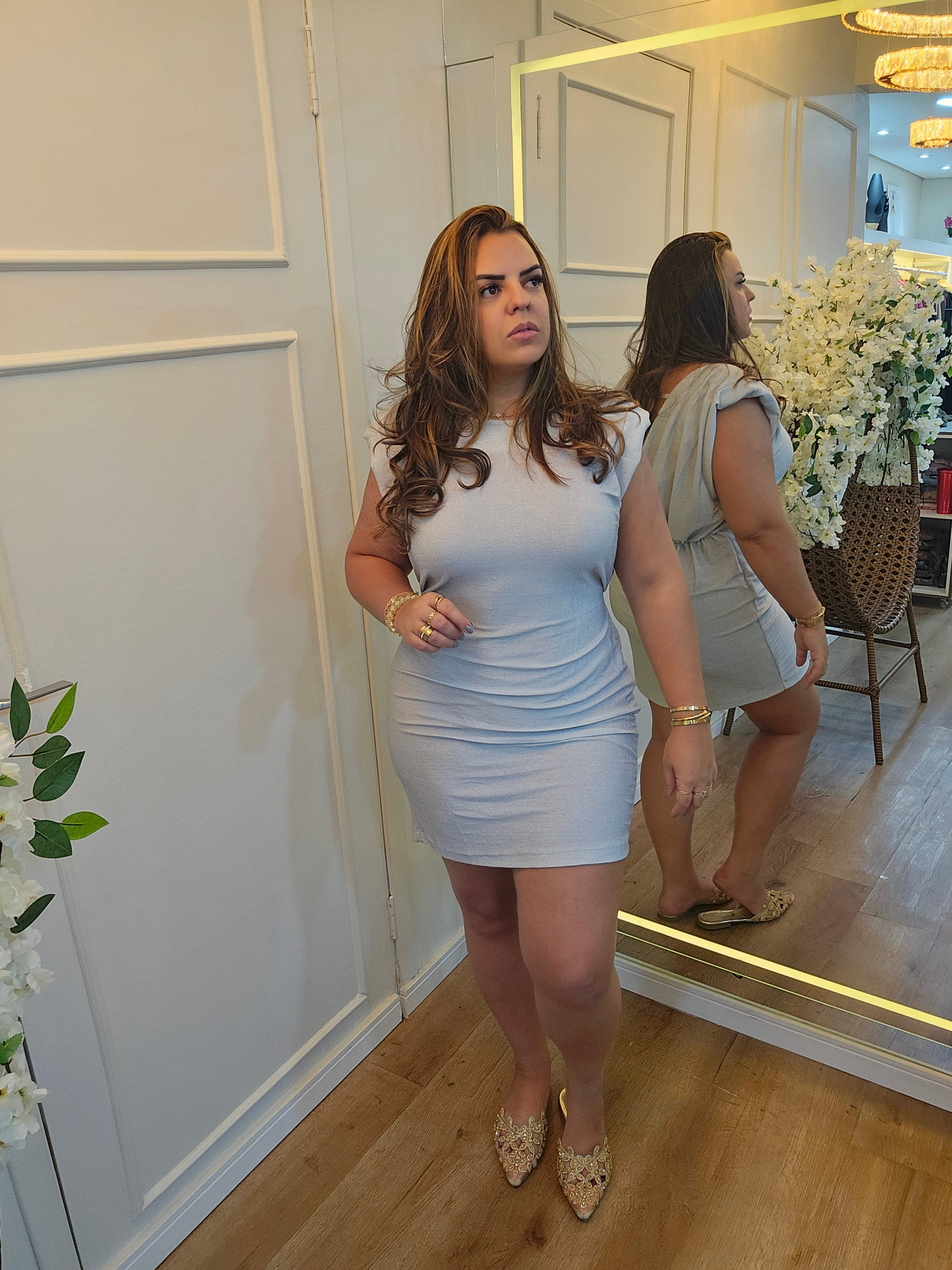 Vestido Brilho – Lurex | Rosa, Rose e Prata