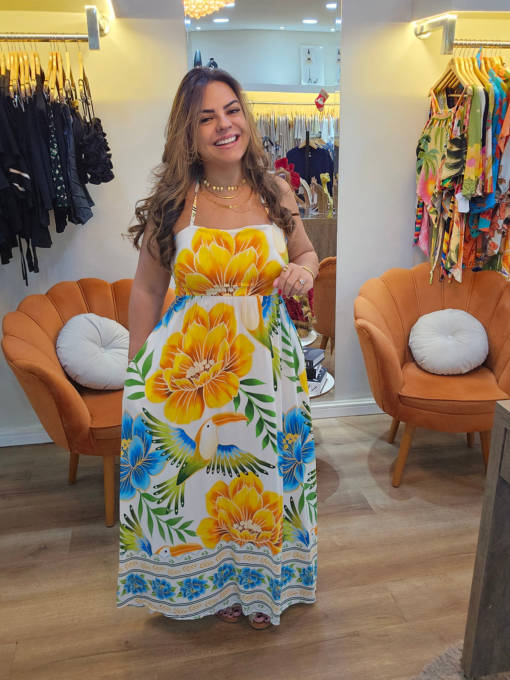 Vestido Elástico Duplo – Inspiração Farm | Viscose | Tamanho Único
