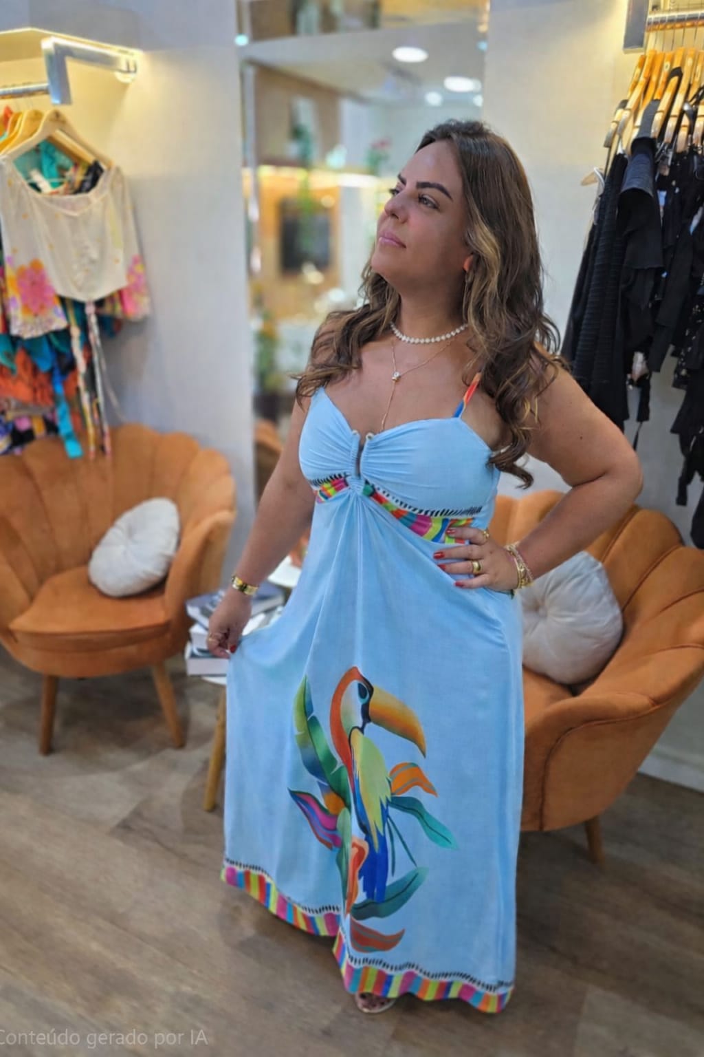 Vestido Longo Brasilidade – Inspiração Farm | Viscolinho Tamanho Único