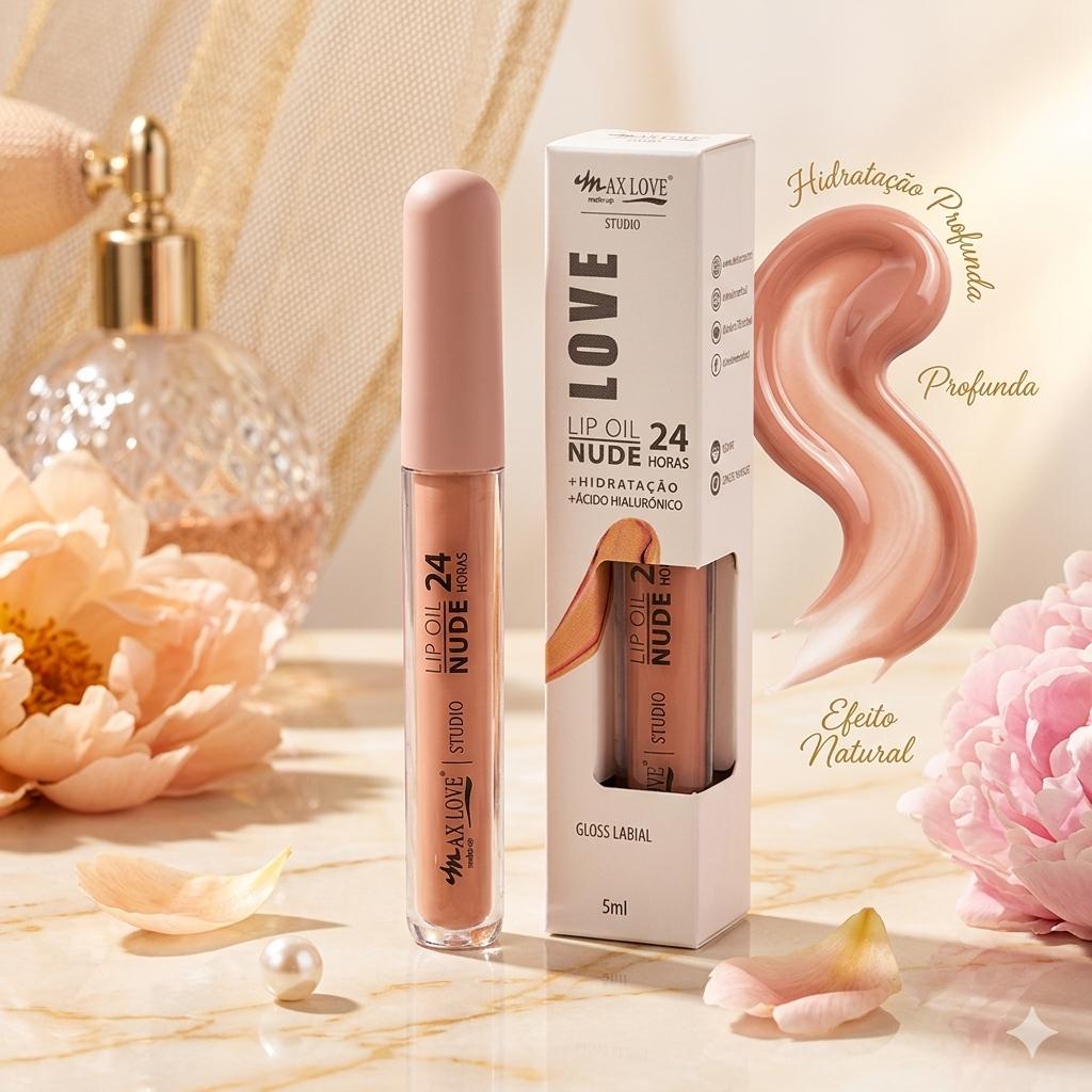 [PRESENTE DE BOAS-VINDAS] Max Love Lip Oil Nude Gloss 24H (5ml) 💋